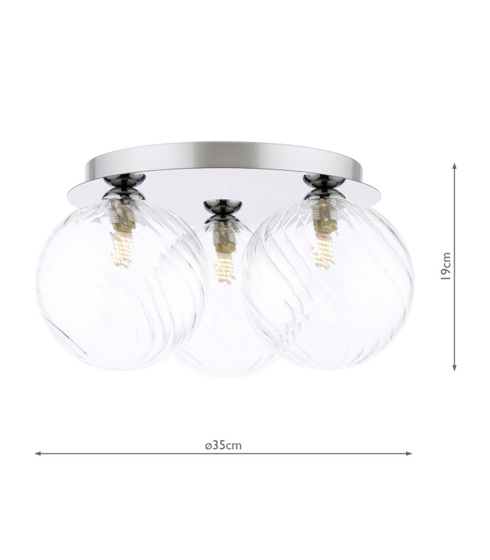 Foley 3 Light Flush Polished Chrome With Closed Glass-2