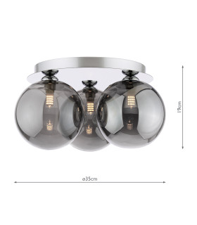 Foley 3 Light Flush Polished Chrome With Smoked Glass-2