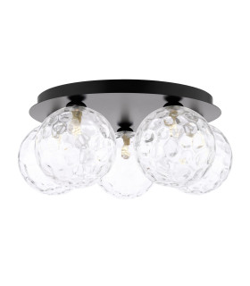Foley 5 Light Flush Matt Black With Clear Dimpled Glass-1