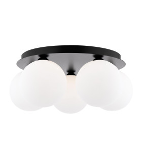 Foley 5 Light Flush Matt Black With Opal Glass-1