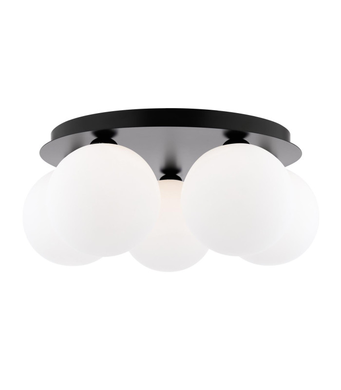 Foley 5 Light Flush Matt Black With Opal Glass-1