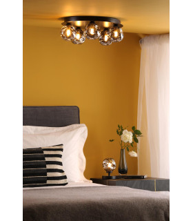 Foley 5 Light Flush Matt Black With Closed Organic Smoked Glass-2