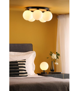 Foley 5 Light Flush Matt Black With Opal Glass-2