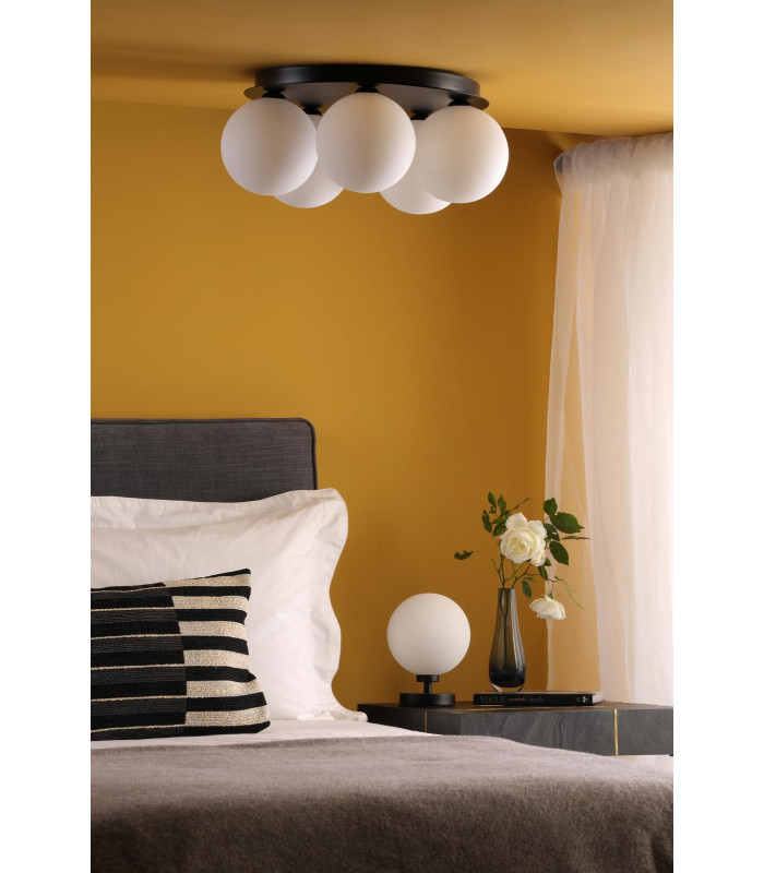 Foley 5 Light Flush Matt Black With Opal Glass-3