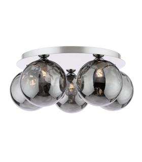 Foley 5 Light Flush Polished Chrome With Smoked Dimpled Glass-1