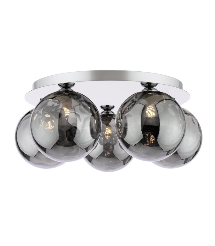 Foley 5 Light Flush Polished Chrome With Smoked Dimpled Glass-1