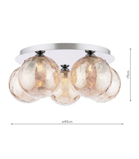 Foley 5 Light Flush Polished Chrome With Amber Dimpled Glass-2