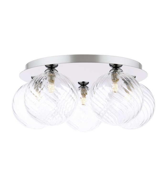 Foley 5 Light Flush Polished Chrome With Closed Glass-1
