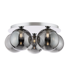 Foley 5 Light Flush Polished Chrome With Smoked Glass-1