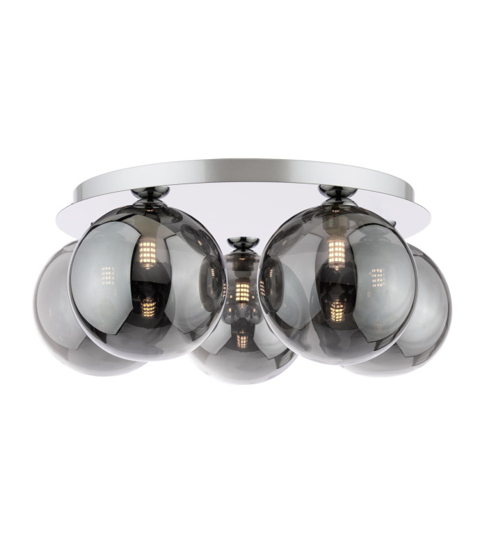Foley 5 Light Flush Polished Chrome With Smoked Glass-1