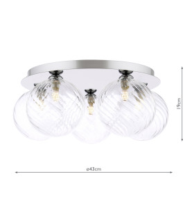 Foley 5 Light Flush Polished Chrome With Closed Glass-2