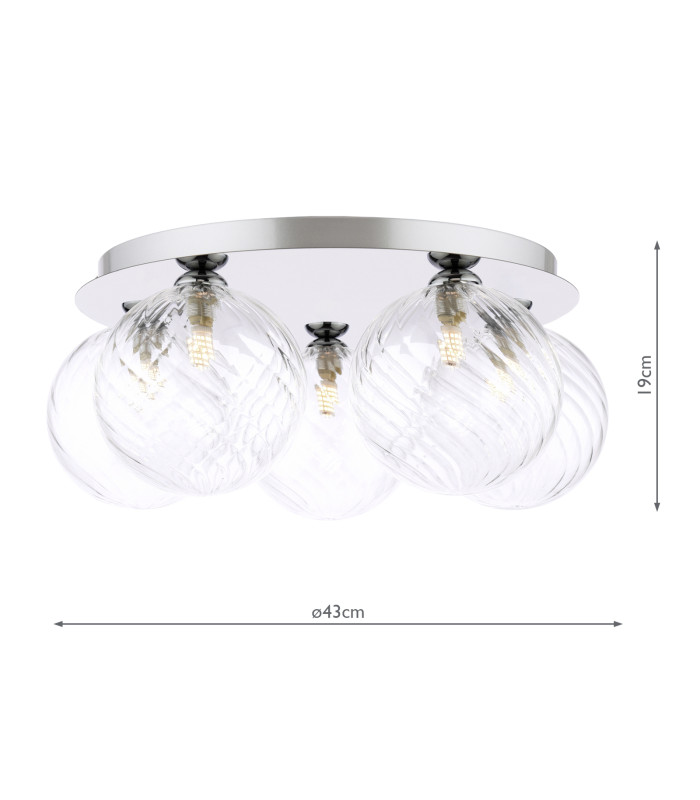 Foley 5 Light Flush Polished Chrome With Closed Glass-2