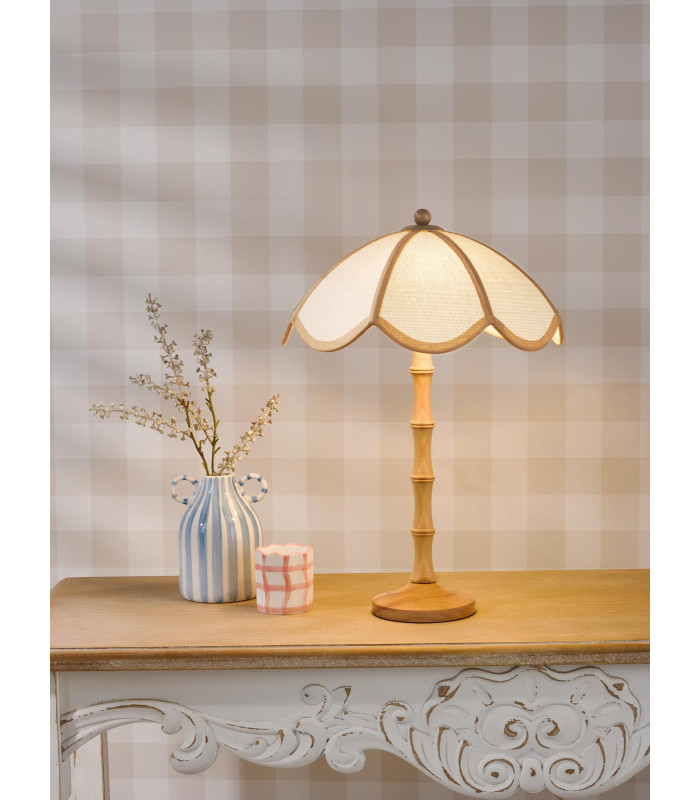 Giuliana Table Lamp Wood with Rattan Shade-2