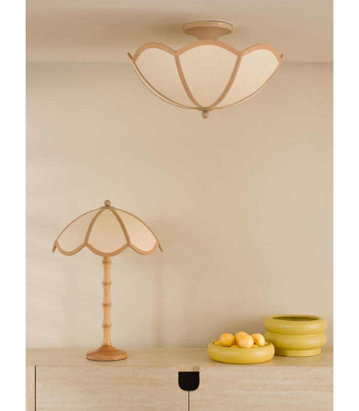 Giuliana Table Lamp Wood with Rattan Shade-5