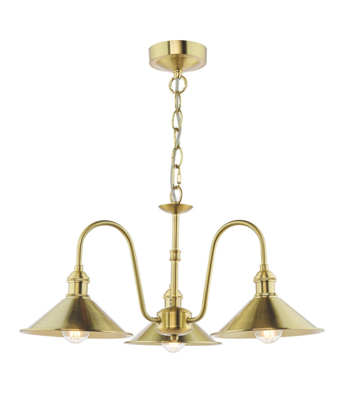Hadano 3 Light Ceiling Pendant Natural Brass and Aged Brass-1