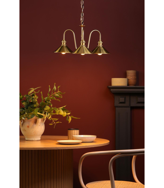 Hadano 3 Light Ceiling Pendant Natural Brass and Aged Brass-2