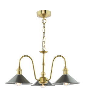 Hadano 3 Light Ceiling Pendant Natural Brass and Antique Pewter-1