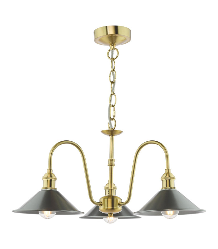 Hadano 3 Light Ceiling Pendant Natural Brass and Antique Pewter-1