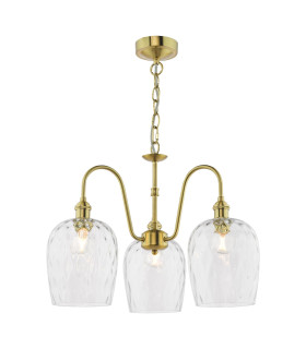 Hadano 3 Light Ceiling Pendant Natural Brass and Glass-1