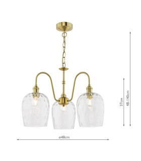 Hadano 3 Light Ceiling Pendant Natural Brass and Glass-2
