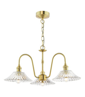 Hadano 3 Light Ceiling Pendant Natural Brass and Glass-1