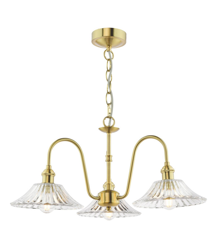 Hadano 3 Light Ceiling Pendant Natural Brass and Glass-1