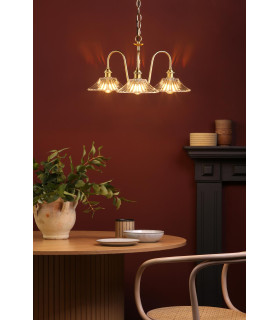 Hadano 3 Light Ceiling Pendant Natural Brass and Glass-2