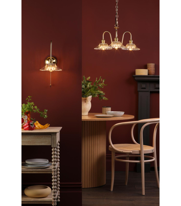 Hadano 3 Light Ceiling Pendant Natural Brass and Glass-4