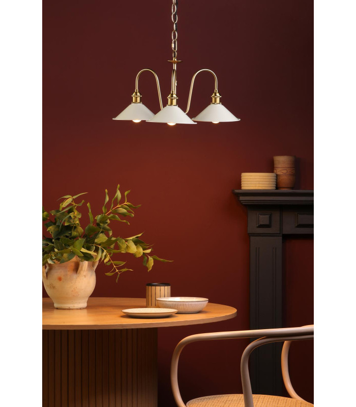 Hadano 3 Light Ceiling Pendant Natural Brass and Matt Taupe-2