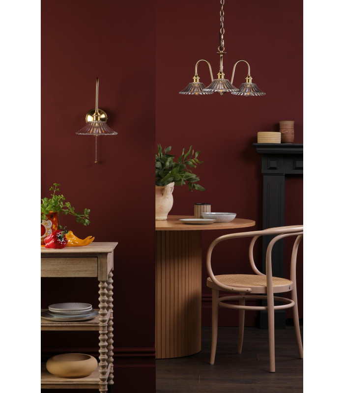 Hadano 3 Light Ceiling Pendant Natural Brass and Glass-5