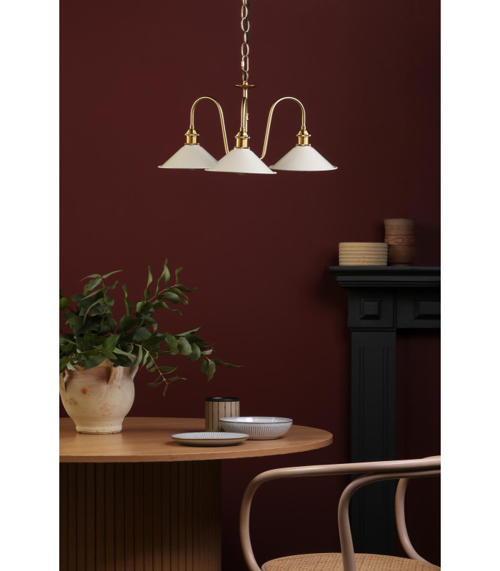 Hadano 3 Light Ceiling Pendant Natural Brass and Matt Taupe-3