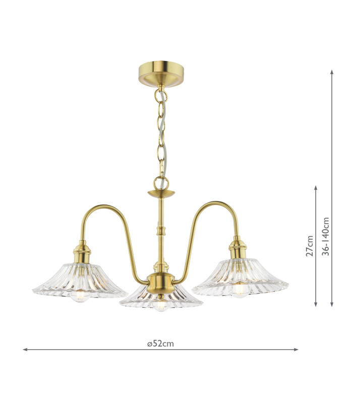 Hadano 3 Light Ceiling Pendant Natural Brass and Glass-6