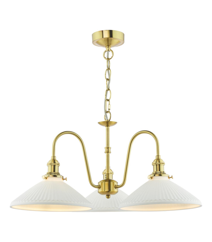 Hadano 3 Light Ceiling Pendant Natural Brass and White Ceramic-1