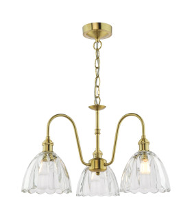 Hadano 3 Light Ceiling Pendant Natural Brass and Glass-1