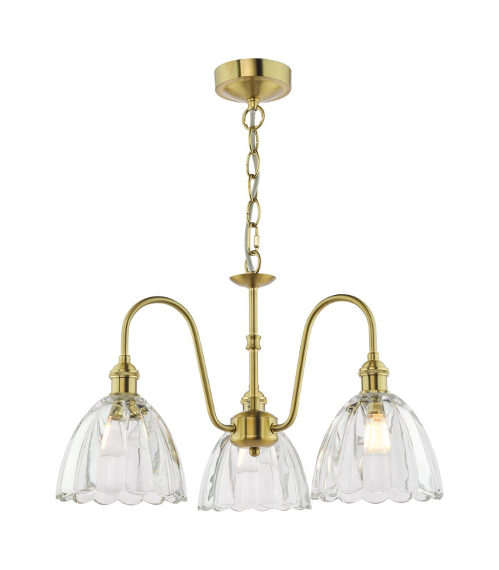 Hadano 3 Light Ceiling Pendant Natural Brass and Glass-1