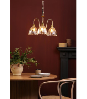 Hadano 3 Light Ceiling Pendant Natural Brass and Glass-2
