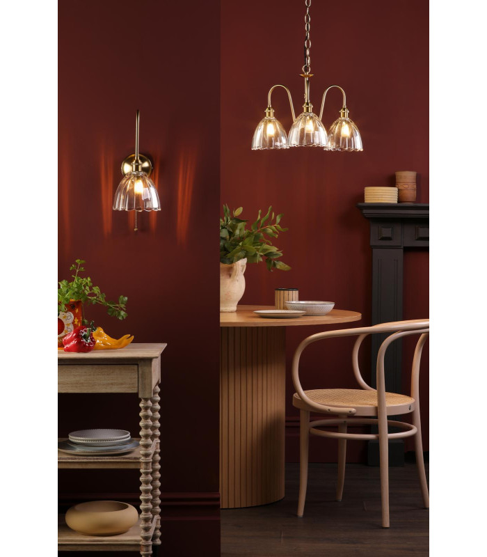 Hadano 3 Light Ceiling Pendant Natural Brass and Glass-4
