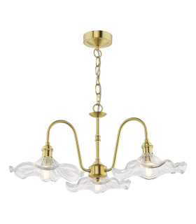 Hadano 3 Light Ceiling Pendant Natural Brass and Glass-1