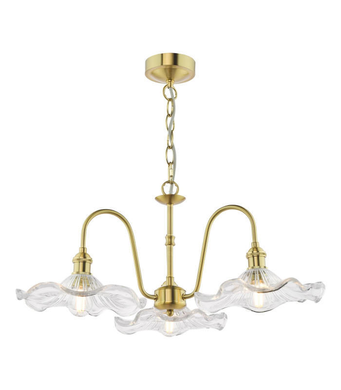 Hadano 3 Light Ceiling Pendant Natural Brass and Glass-1