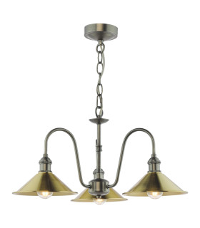 Hadano 3 Light Ceiling Pendant Antique Chrome and Aged Brass-1
