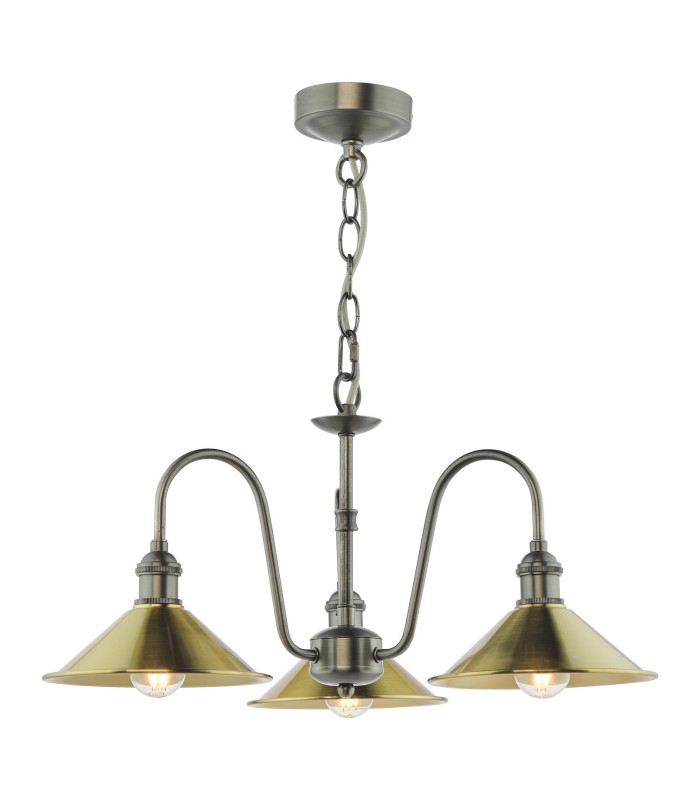 Hadano 3 Light Ceiling Pendant Antique Chrome and Aged Brass-1