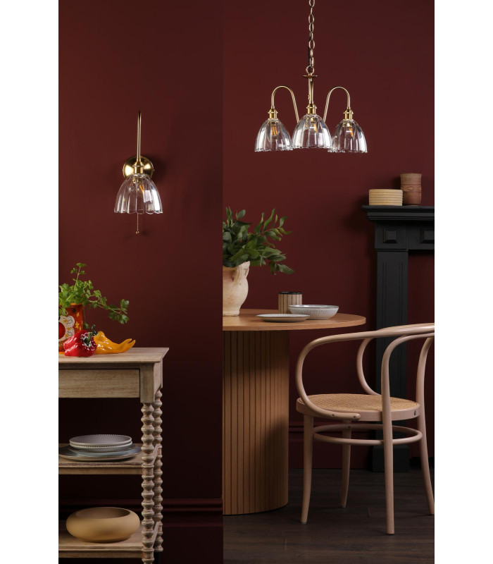 Hadano 3 Light Ceiling Pendant Natural Brass and Glass-5