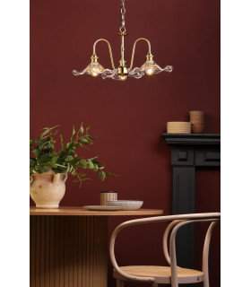 Hadano 3 Light Ceiling Pendant Natural Brass and Glass-2