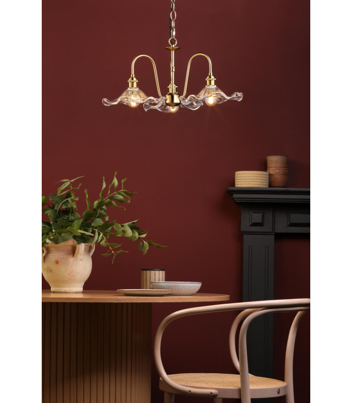 Hadano 3 Light Ceiling Pendant Natural Brass and Glass-2