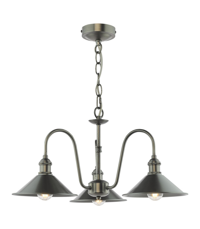 Hadano 3 Light Ceiling Pendant Antique Chrome and Antique Pewter-1
