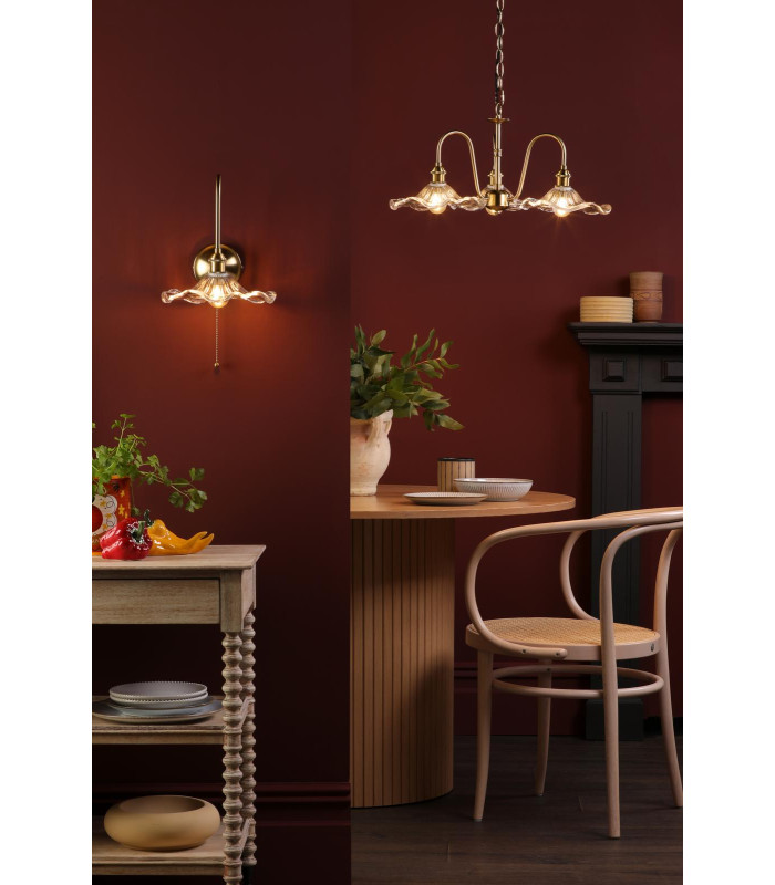 Hadano 3 Light Ceiling Pendant Natural Brass and Glass-4