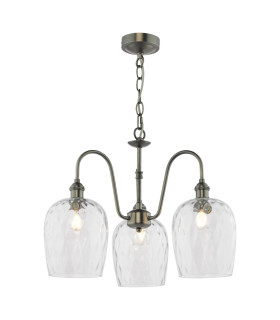 Hadano 3 Light Ceiling Pendant Antique Chrome and Glass-1
