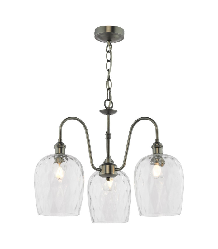 Hadano 3 Light Ceiling Pendant Antique Chrome and Glass-1