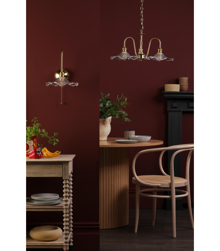 Hadano 3 Light Ceiling Pendant Natural Brass and Glass-5