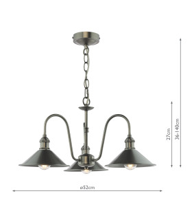 Hadano 3 Light Ceiling Pendant Antique Chrome and Antique Pewter-2